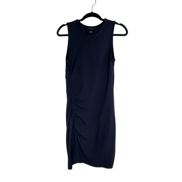 Club Monaco Navy Blue Ruched Pullover Crew Neck Sleeveless Dress Size M - Picture 2 of 9